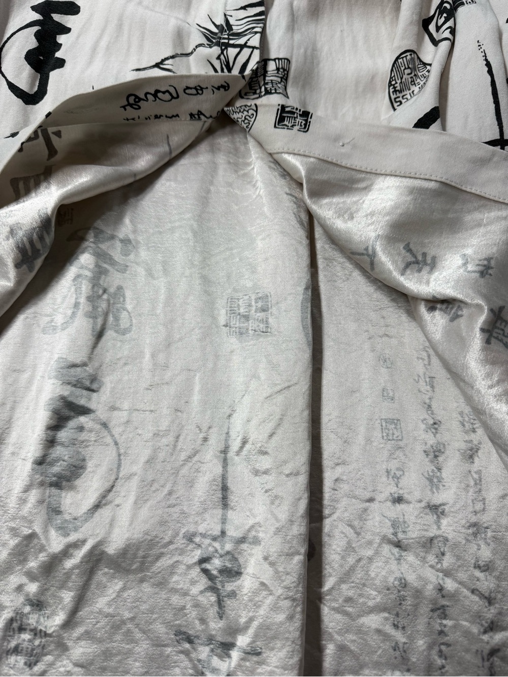 Vintage Soft Surroundings Large Asian Calligraphy Bamboo Button Down Top - Picture 9 of 9